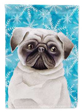 Pug Winter Flag Canvas House Size CK1413CHF