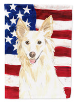 Patriotic USA White Collie Flag Canvas House Size CK1708CHF