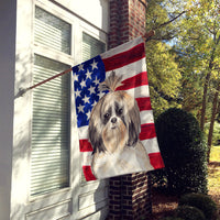 Patriotic USA Shih Tzu Flag Canvas House Size CK1715CHF