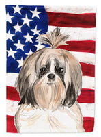 Patriotic USA Shih Tzu Flag Canvas House Size CK1715CHF