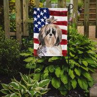 Patriotic USA Shih Tzu Flag Garden Size CK1715GF