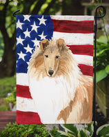 Patriotic USA Rough Collie Flag Garden Size CK1719GF