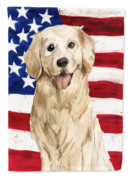 Patriotic USA Golden Retriever Flag Canvas House Size CK1730CHF