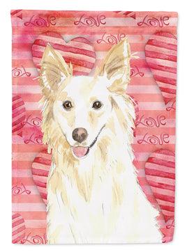 Love a White Collie Flag Canvas House Size CK1745CHF