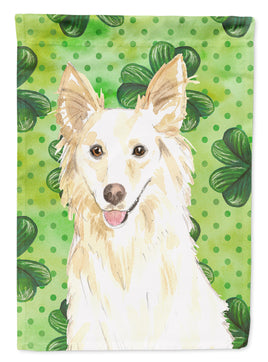 Shamrocks White Collie Flag Canvas House Size CK1782CHF