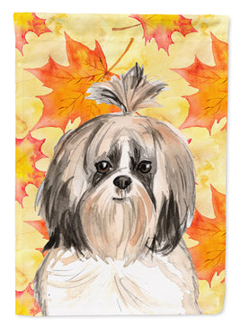 Fall Leaves Shih Tzu Flag Canvas House Size CK1826CHF