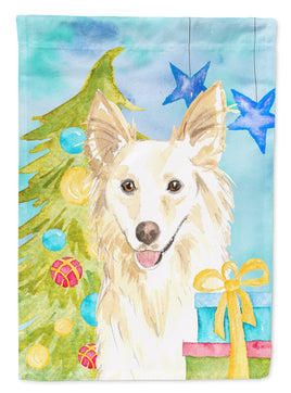 Christmas Tree White Collie Flag Garden Size CK1856GF