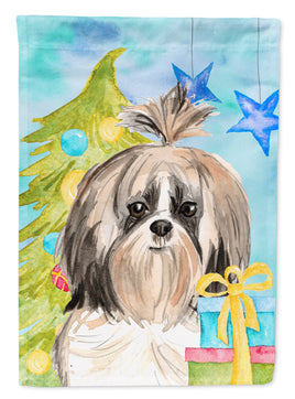 Christmas Tree Shih Tzu Flag Canvas House Size CK1863CHF