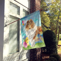 Easter Eggs Rough Collie Flag Canvas House Size CK1904CHF