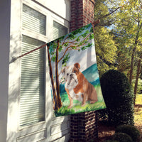 Under the Tree English Bulldog Flag Canvas House Size CK2014CHF