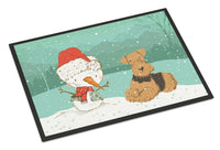 Airedale Terrier Snowman Christmas Indoor or Outdoor Mat 24x36 CK2078JMAT