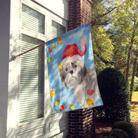 Christmas Lights Shih Tzu Puppy Cut Flag Canvas House Size CK2494CHF