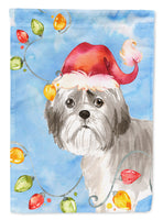 Christmas Lights Shih Tzu Puppy Cut Flag Canvas House Size CK2494CHF