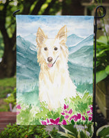 Mountian Flowers White Collie Flag Garden Size CK2514GF