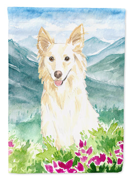 Mountian Flowers White Collie Flag Garden Size CK2514GF