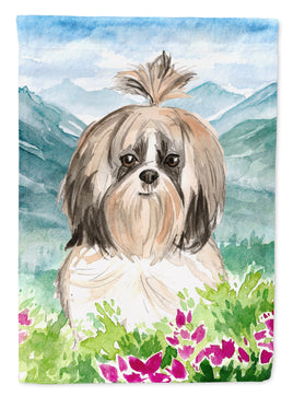 Mountain Flowers Shih Tzu Flag Canvas House Size CK2521CHF