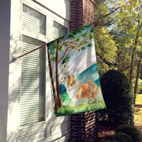 Under the Tree Collie Flag Canvas House Size CK2561CHF