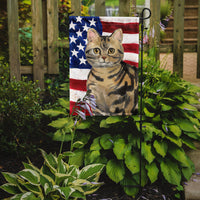 American Shorthair Brown Tabby American Flag Flag Garden Size CK3028GF