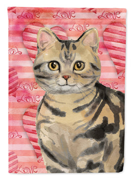 American Shorthair Brown Tabby Cat Love Flag Canvas House Size CK3043CHF