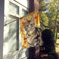 American Shorthair Brown Tabby Fall Leaves Flag Canvas House Size CK3073CHF