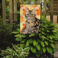 American Shorthair Brown Tabby Fall Leaves Flag Garden Size CK3073GF