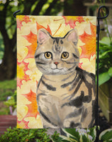 American Shorthair Brown Tabby Fall Leaves Flag Garden Size CK3073GF