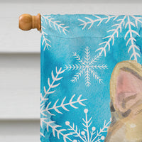 American Shorthair Brown Tabby Winter Snowflake Flag Canvas House Size CK3103CHF