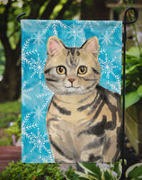 American Shorthair Brown Tabby Winter Snowflake Flag Garden Size CK3103GF