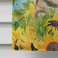 American Shorthair Brown Tabby in Sunflowers Flag Canvas House Size CK3148CHF