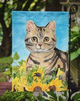 American Shorthair Brown Tabby in Sunflowers Flag Garden Size CK3148GF