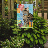 American Shorthair Brown Tabby Happy Birthday Flag Garden Size CK3163GF