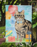 American Shorthair Brown Tabby Happy Birthday Flag Garden Size CK3163GF