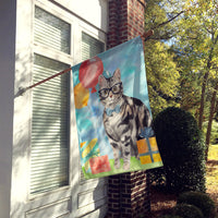 American Shorthair Happy Birthday Flag Canvas House Size CK3164CHF