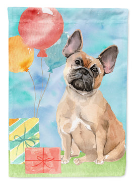 Happy Birthday Fawn French Bulldog Flag Canvas House Size CK3251CHF