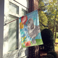 Happy Birthday Silver Poodle Flag Canvas House Size CK3254CHF