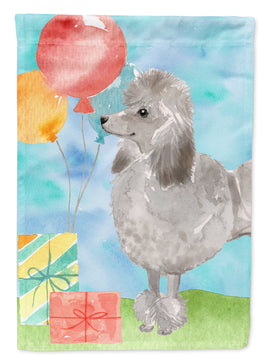 Happy Birthday Silver Poodle Flag Garden Size CK3254GF