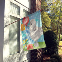 Happy Birthday Silver Poodle Flag Canvas House Size CK3255CHF