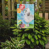 Happy Birthday Silver Poodle Flag Garden Size CK3255GF