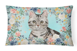 American Shorthair Spring Flowers Canvas Fabric Decorative Pillow CK3388PW1216