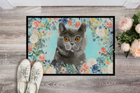 British Shorthair Spring Flowers Indoor or Outdoor Mat 18x27 CK3392MAT