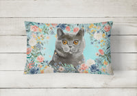 British Shorthair Spring Flowers Canvas Fabric Decorative Pillow CK3392PW1216