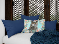 British Shorthair Spring Flowers Canvas Fabric Decorative Pillow CK3392PW1216