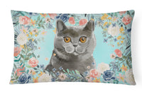 British Shorthair Spring Flowers Canvas Fabric Decorative Pillow CK3392PW1216