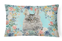 Maine Coon Spring Flowers Canvas Fabric Decorative Pillow CK3393PW1216