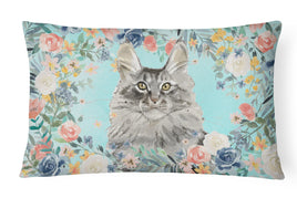 Maine Coon Spring Flowers Canvas Fabric Decorative Pillow CK3393PW1216