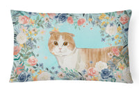 Scottish Fold Spring Flowers Canvas Fabric Decorative Pillow CK3397PW1216