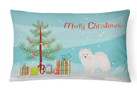 American Eskimo Christmas Tree Canvas Fabric Decorative Pillow CK3441PW1216