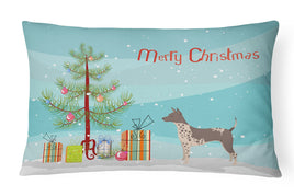 American Hairless Terrier Christmas Tree Canvas Fabric Decorative Pillow CK3514PW1216