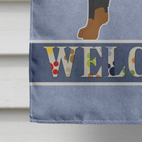 Black and Tan Chion Welcome Flag Canvas House Size CK3719CHF