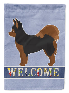 Black and Tan Pomchi Welcome Flag Canvas House Size CK3765CHF